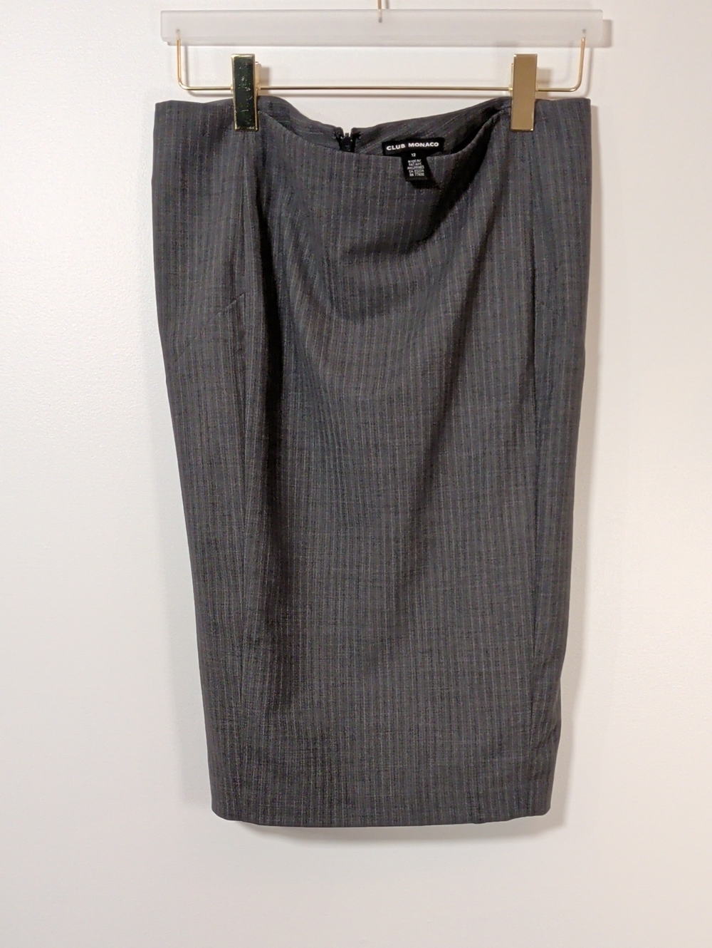 Club Monaco Gray Pinstripe Pencil Skirt Sz 12